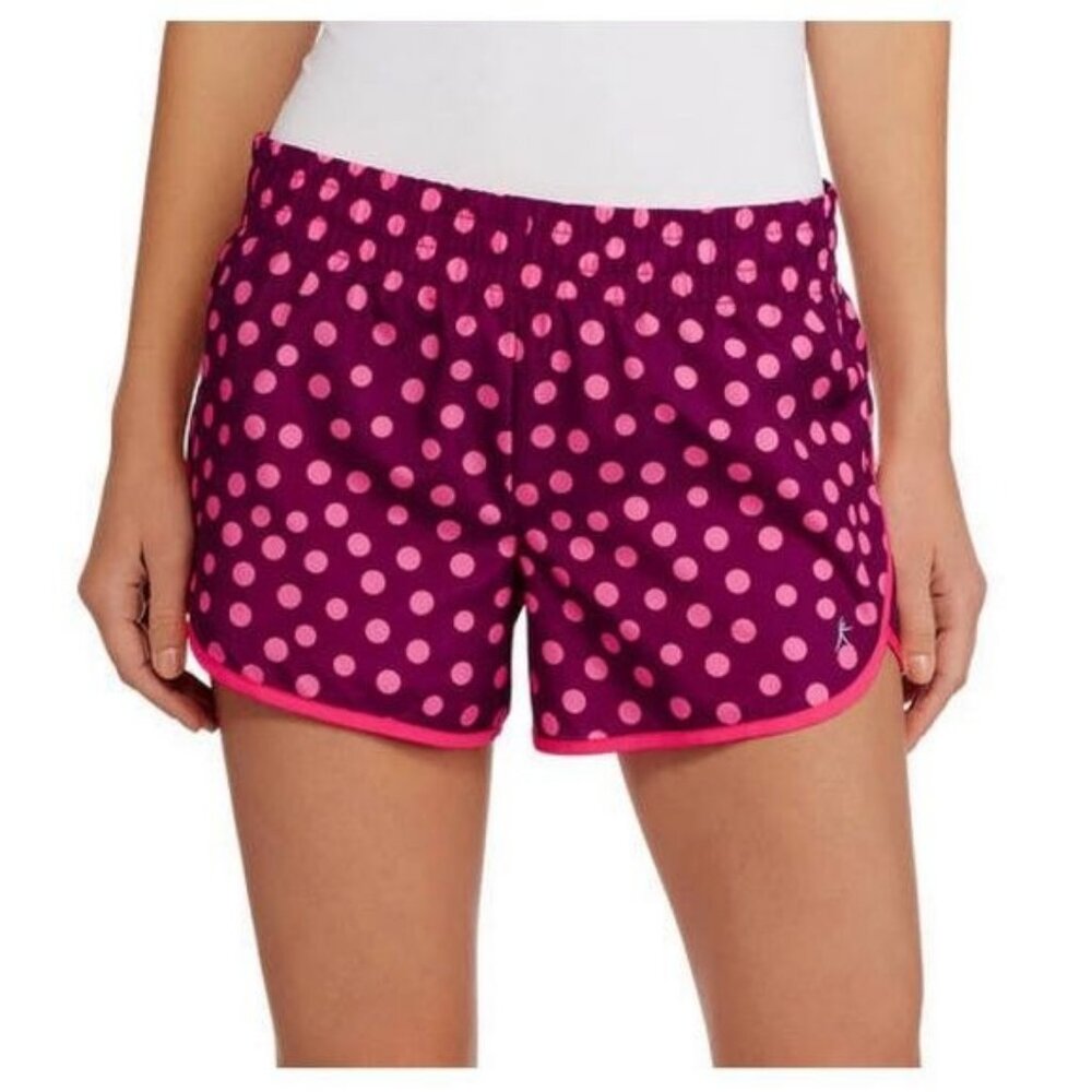 Danskin Now Purple Pink Polka Dot Print Athletic Gym Shorts Women's Size XXL/20